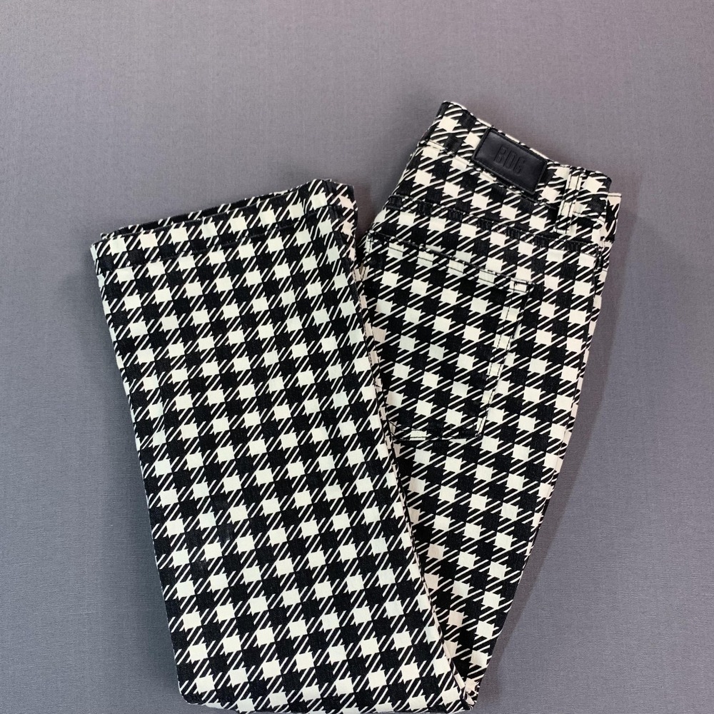BDG Jeans Womens‎ 28x25 Black White Houndstooth High Rise Bootcut Stretch 28x24